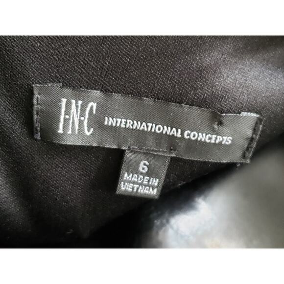 INC International Concepts Knee Length Dress Women 6 Black Lined V-Neck Back Zip - Picture 3 of 12